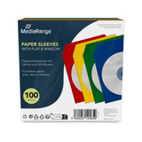 MediaRange CD/DVD Papierhüllen Color-Pack, Schutzhülle 100 Stück, Bulk