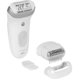 Braun Silk-épil 7-041, Epiliergerät weiß/silber, incl. Aufbewahrungsbeutel, Rasieraufsatz, + Trimmeraufsatz für sensible Bereiche