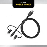 Otterbox USB 2.0 Kabel, USB-A Stecker > Micro-USB + USB-C + Lightning Stecker schwarz, 1 Meter