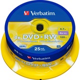 Verbatim DVD+RW 4,7 GB, DVD-Rohlinge 4fach, 25 Stück