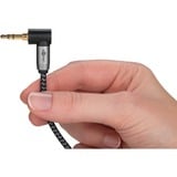 goobay Plus Audio Verbindungskabel AUX 3,5mm stereo, 90° schwarz/silber, 1 Meter, abgewinkelt