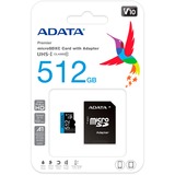 ADATA Premier 512GB microSDXC UHS-I U1, Class 10, V10, A1