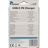 Inter-Tech Ladegerät Argus PD-2045, USB-C Charger schwarz, 1,80m Kabel, PD 3.0, 45 Watt