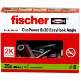 fischer EasyHook Angle DuoPower 6x30, Dübel weiß, 25 Stück, mit EasyHook Winkelhaken