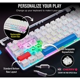 Corsair K70 PRO MINI WIRELESS, Gaming-Tastatur weiß, DE-Layout, Cherry MX RGB Speed Silver