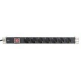 Digitus 19" Steckdosenleiste mit Aluminiumprofil, 7-fach, 1HE schwarz, 2 Meter Kabel, Schalter