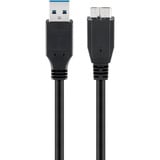 goobay USB 3.2 Gen 1 Kabel, USB-A Stecker > Micro-USB Stecker (Typ B) schwarz, 3 Meter, SuperSpeed