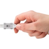 goobay Ethernet-Kabel USB-C 3.2 Gen2 Stecker > RJ-45 Stecker, LAN-Adapter weiß, 2 Meter, geflochtener Textilmantel