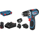 Bosch Akku-Bohrschrauber GSR 12V-15 FC Professional blau/schwarz, 2x Li-Ionen Akku 2,0Ah, L-BOXX