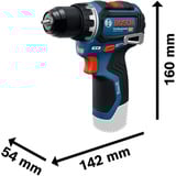 Bosch Akku-Bohrschrauber GSR 12V-32 Professional, 12Volt blau/schwarz, Li-Ionen Akku 2,0Ah + 4,0Ah, 40-teiliges Zubehör-Set, L-BOXX