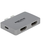 DeLOCK Thunderbolt Adapter, 2x USB-C Stecker > 2x HDMI Buchse grau, für MacBook, PD 3.0, Laden mit bis zu 100 Watt