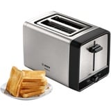 Bosch Home Kompakt-Toaster DesignLine TAT5P420DE edelstahl/schwarz, 970 Watt, für 2 Scheiben Toast