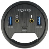DeLOCK 3 Port Tisch-Hub 1x Typ-C - 2x Typ-A + HD-Audio, USB-Hub 
