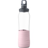 Emsa Drink2Go GLAS Trinkflasche 0,7 Liter transparent/rosa, Schraubverschluss