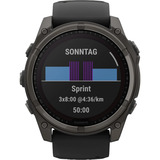 Garmin fēnix 8 - 51 mm, Solar, Sapphire, Smartwatch Carbongrau, Silikon-Armband, Edelstahl