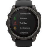 Garmin fēnix 8 - 51 mm, Solar, Sapphire, Smartwatch Carbongrau, Silikon-Armband, Edelstahl