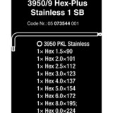 Wera 3950/9 Hex-Plus Stainless 1 SB Winkelschlüsselsatz, 9-teilig, Schraubendreher edelstahl, Edelstahl, mit Halteclip
