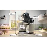 Bosch MUMS6ZS17 Küchenmaschine schwarz/edelstahl, 1.600 Watt, Serie 6, integrierte Waage, Timer