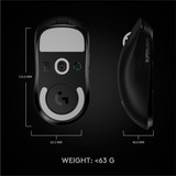 Logitech Gaming PRO X SUPERLIGHT, Gaming-Maus schwarz, HERO-Sensor