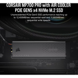 Corsair MP700 PRO 2 TB, SSD schwarz, PCIe 5.0 x4 | NVMe 2.0 | M.2 2280, mit Luftkühler