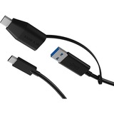 ICY BOX USB 3.2 Gen 2 Kabel, USB-C Stecker > USB-A + USB-C Stecker schwarz, 35cm