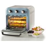 Ariete Heißluftfritteuse und Mini-Ofen 3in1 Vintage Blue weiß/hellblau, 1.350 Watt, Garraum 16 Liter, mit Sichtfenster