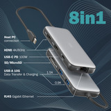 Digitus 8 Port USB-C Docking Station, Dockingstation grau/schwarz