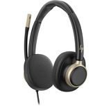 HP Poly Mission 825 kabelgebundenes Stereo-USB-Headset  schwarz, USB Type-C und Type-A, PU-Leder-Ohrpolster (Oberflächenmaterial)