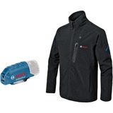 Bosch Professional Heat+Jacket GHJ 12+18V Kit Größe M, Arbeitskleidung schwarz, inkl. Ladeadapter GAA 12V-21, 1x 12-Volt-Akku