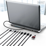 Digitus 12-Port USB-C 8K Docking Station, Dockingstation grau/schwarz, USB-C, 8K