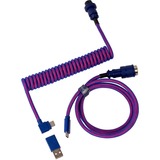 Keychron USB 3.2 Gen 1 Premium Coiled Aviator Kabel, USB-C Stecker > USB-C Stecker lila, 1,08 Meter, abgewinkelter Stecker