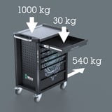 Wera 9706 Tool Rebel Werkstattwagen Stainless 2, mit Bestückung, Werkzeugwagen schwarz/silber, 191-teilig, im exklusiven Tool Rebel Design
