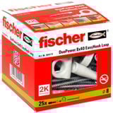 fischer EasyHook Loop DuoPower 8x40, Dübel weiß, 25 Stück, mit EasyHook Öse