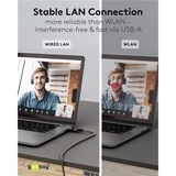 goobay Ethernet-Kabel USB-A 3.2 Gen1 Stecker > RJ-45 Stecker, LAN-Adapter schwarz/silber, 7,5 Meter, geflochtener Textilmantel