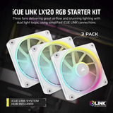 Corsair iCUE LINK LX120 RGB Generalüberholt, Gehäuselüfter weiß, 3er Pack, 120 mm