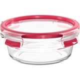 Emsa CLIP & CLOSE Glas-Frischhaltedose 0,6 Liter transparent/rot, rund, Ø 16,7cm