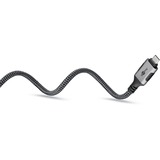 goobay Ethernet-Kabel USB-C 3.2 Gen2 Stecker > RJ-45 Stecker, LAN-Adapter schwarz/silber, 3 Meter, geflochtener Textilmantel