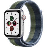 Apple Watch SE, Smartwatch silber/dunkelbraun, 44mm, Sport Loop, Aluminium-Gehäuse, LTE