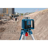 Bosch Rotationslaser GRL 400 H Professional blau/schwarz, rote Laserlinie, mit Laser-Empfänger LR 1, VARTA Ladegerät + Akkus, in L-BOXX