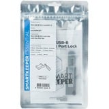 SMARTKEEPER ESSENTIAL Mini USB-B Port Lock (UL04) + Lock Key Mini (U04), Einsteckschloss Farbcode Grau, 4 Stück + 1 Schlüssel