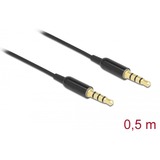 DeLOCK Klinkenkabel 3,5mm 4Pin > 3,5mm 4Pin Stecker Ultra Slim schwarz, 0,5 Meter