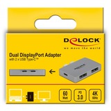 DeLOCK Thunderbolt Adapter, 2x USB-C Stecker > 2x DisplayPort Buchse grau, für MacBook, PD 3.0, Laden mit bis zu 100 Watt