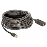 DeLOCK USB 2.0 Aktivverlängerungskabel, USB-A Stecker > USB-A Buchse	 schwarz, 15 Meter