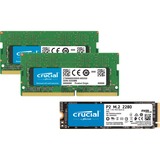 Crucial P2 1 TB + 2x SO-DIMM 16 GB DDR4-3200, PC-Aufrüstkit PCIe 3.0 x4, NVMe, M.2 2280
