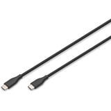 Digitus USB 2.0 Silikon-Anschlusskabel USB-C > USB-C schwarz, 1 Meter, PD, Laden mit bis zu 60 Watt