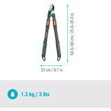 GARDENA Astschere TeleCut Pro L grau/türkis, 65cm - 90cm