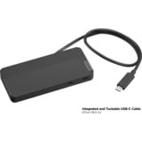 Lenovo USB-C 3.2 Gen 2 Reisedock für zwei Displays, Adapter schwarz, HDMI, DisplayPort, USB-A, USB-C, LAN