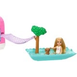 Mattel Barbie Chelsea 2-in-1 Camper, Spielfahrzeug mit 1 Puppe, 2 Haustieren und 15x Zubehör