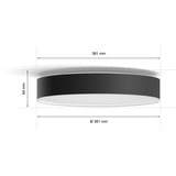 Philips HUE White Ambiance Enrave Deckenleuchte M, LED-Leuchte schwarz, inkl. Dimmschalter