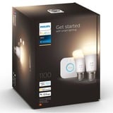 Philips HUE White Starter-Kit E27, LED-Lampe zwei Lampen, eine Hue-Bridge, ersetzt 75 Watt